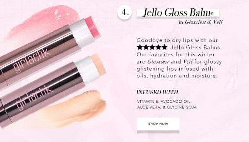 Girlactik Jello Gloss Balm - Hydrating Lip Gloss with Natural Shine | Pink Lemonade Scent, 0.15 oz