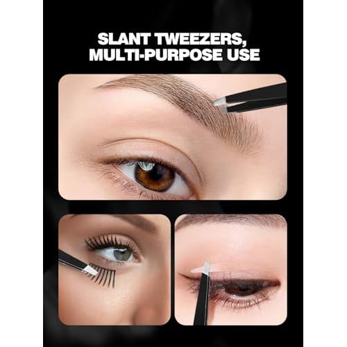 Macaki 20X/30X/40X Magnifying Mirror with Suction Cups and Tweezers Set, 3.5 inches Travel Magnified Makeup Mirror, Black, 3PCS