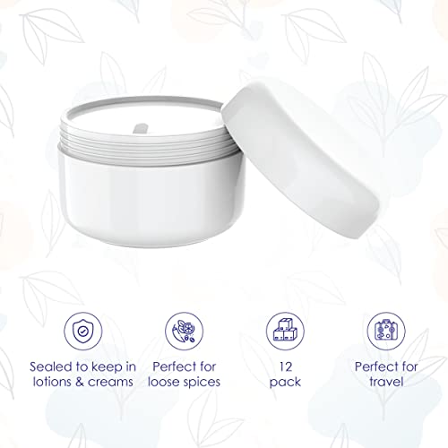 Houseables White Lotion Jars - 4 Oz, 12 Pack, Refillable Containers for Creams & Travel