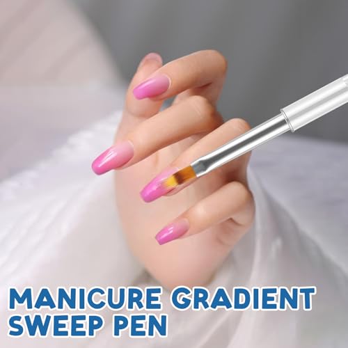 Nail Ombre Brushes Set with Rhinestone Handles - 2 Pcs