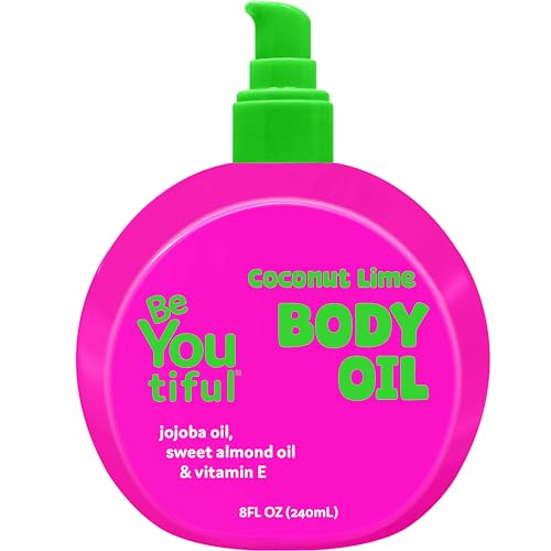BeYoutiful Coconut Lime Body Oil for Kids & Teens - Hydrating Glow Oil, 8 oz