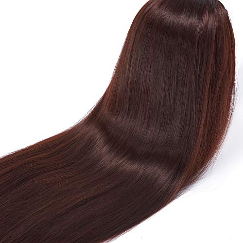 26-28'' Mannequin Training Head with Synthetic Hair - Deep Brown, Heat-Resistant, Salon & Cosmetology Use