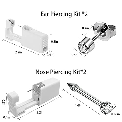 Nose and Ear Piercing Kit - 2 Pack Gun Set for Beginners
