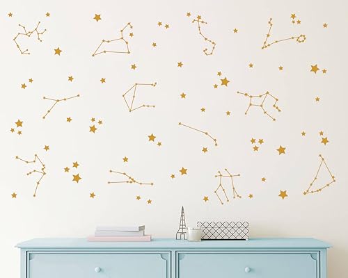 Gold Constellation Wall Decals for Nursery & Kids Room - 148 Stickers