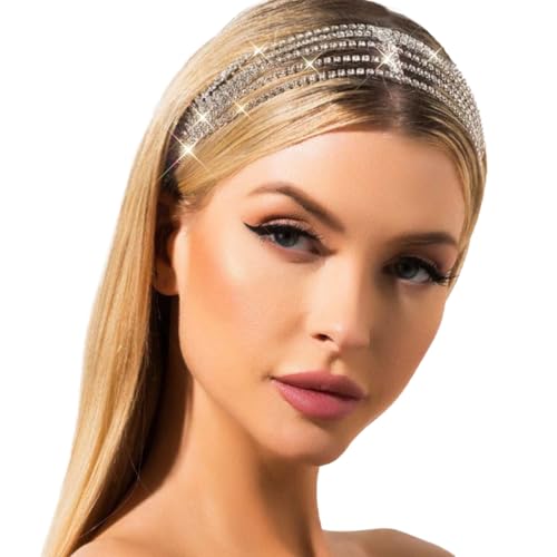 JEAIRTS Rhinestone Head Chain Crystal Forehead Bridal Prom Hair