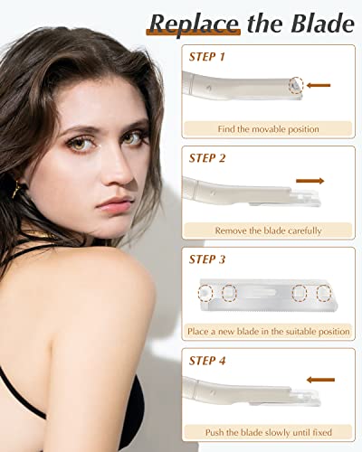 MoHern Dermaplane Razor for Face with 20 Blade Refills - Silver, Professional Facial & Eyebrow Shaver for Women & Men