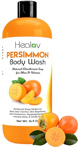 Healov Persimmon Body Wash - Natural Deodorizing Soap for Odor Control