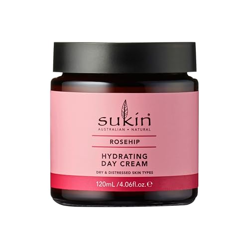 Sukin Hydrating Day Cream with Rosehip – Anti-Aging Moisturizer for Dry Skin, 4.06 Oz