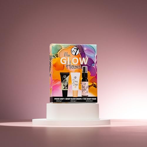 W7 Mini Glow Heroes Makeup Set Travel Size with Primer & Dewy Glow Drops