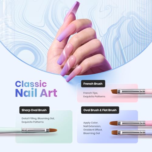 Beetles Gel Polish Nail Art Brushes 6 Pcs Multicolor Set A-Multicolor-6