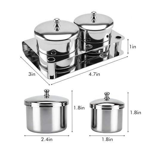 Silver Stainless Steel Nail Art Powder Cups 2 Pcs - Manicure Supplies