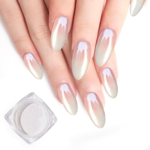 Pretty Diva White Pearl Chrome Nail Powder - 1g Glossy Finish