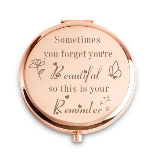 Never Forget That You Are Beautiful Personalized Compact Mirror for Women Girls - Inspirational Gift for Her, Mom, Sister, Friend