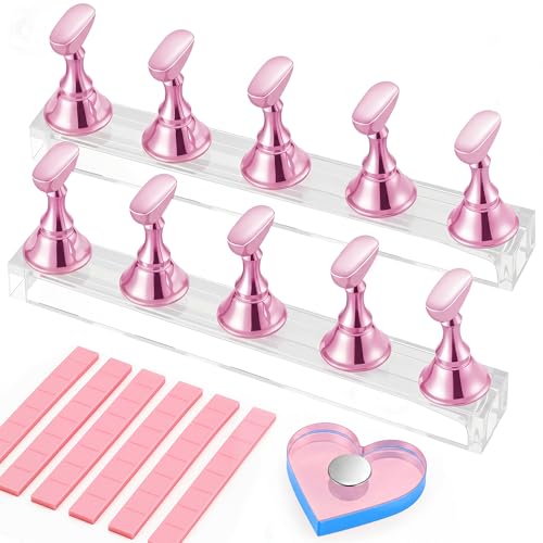 Nail Stand Set for Press Ons - 10 Magnetic Holders & Putty