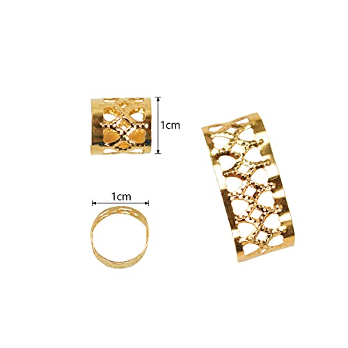 Gold Dreadlocks Beads 100 Pcs Hair Braid Rings Metal Cuffs for Women Hair Accessories