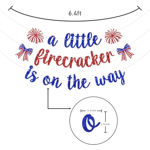 A Little Firecracker Is On The Way Banner - 4th of July Baby Shower Decoration