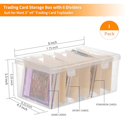 Trading Card Storage Box with 6 Dividers for 500+ Cards