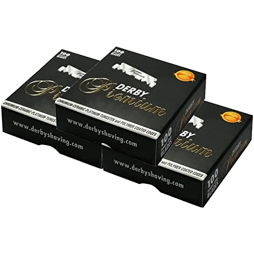 Derby Premium Single Edge Razor Blades - Sharp, Coated Safety Blades (3 Pack)