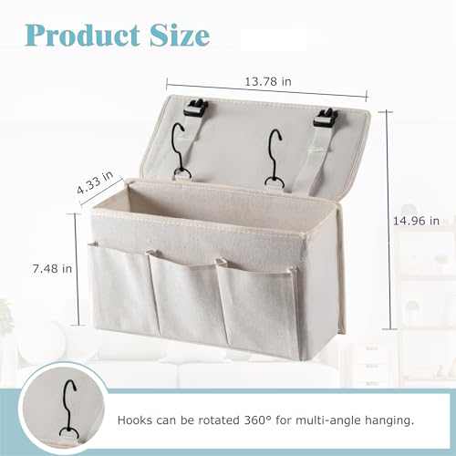 Bedside Caddy Organizer with 4 Pockets - Adjustable Storage for Beds & Sofas