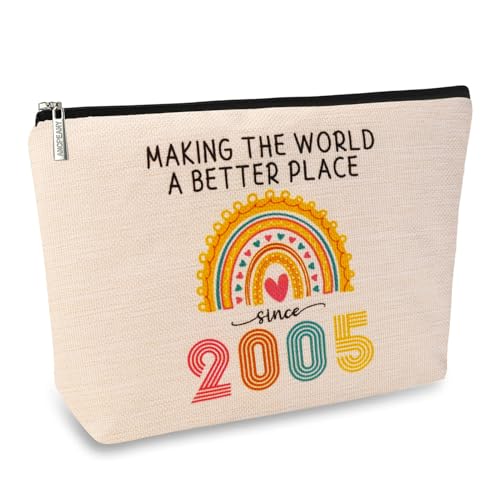 21st Birthday Makeup Bag - 2005 Edition Gift for Her, 9.1x7.1 Travel Pouch