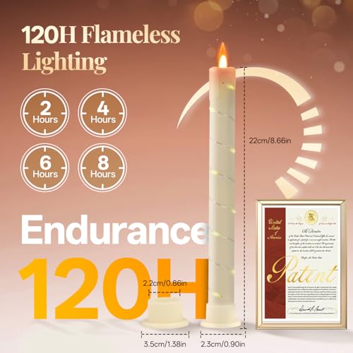 Flameless Taper Candles with Fairy String Lights - Remote & Timer