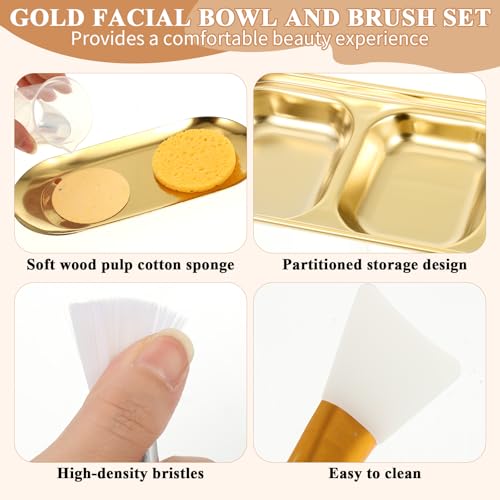 22-Piece Gold Facial Bowl and Brush Set for Spa & DIY Skincare