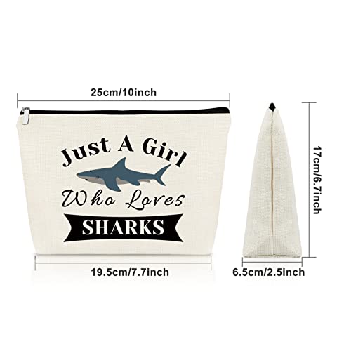 Sazuwu White Shark Makeup Bag for Girls & Women - Marine Animal Gift
