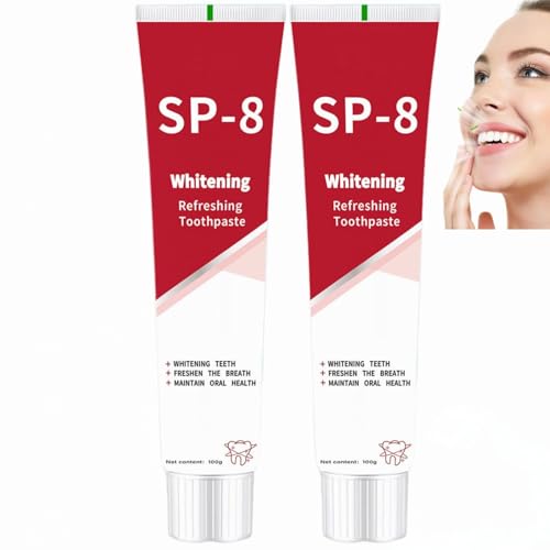 SP-8 Whitening Toothpaste - Mint Fresh Breath Daily Cleaning Paste (2 Pack)