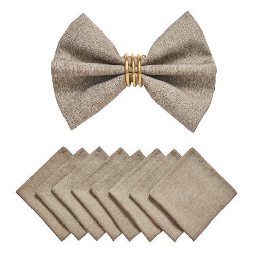 Flaxen Polyester Linen Cloth Napkins Set of 8 - Waterproof & Stain Resistant