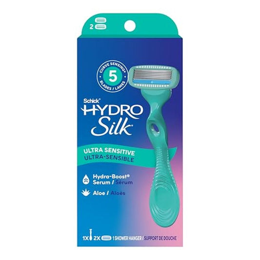 Schick Hydro Silk Ultra Sensitive Razor for Women | Womens Razor for Sensitive Skin, 5 Blade Razors for Women, Womens Razors for Shaving, Includes 1 Handle & 2 Refills