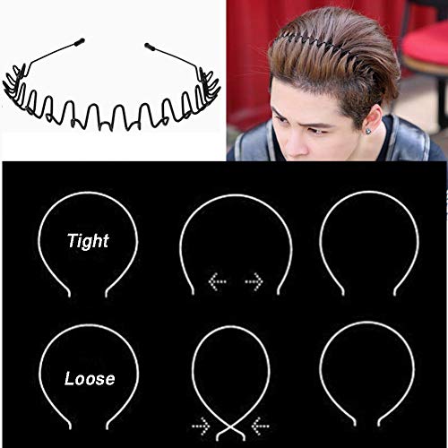 WantGor Unisex Metal Headbands - 6 Pack Black Hair Accessories