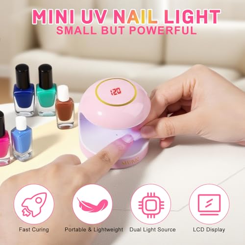 MEKK Mini Nail Lamp 18W Pink UV Light for Gel Nails, Single Finger Design