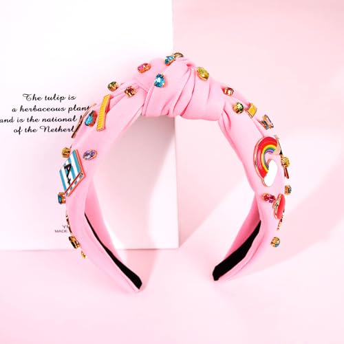 Teacher Knotted Headband with Rhinestone Pencils, Pearls, and Beads