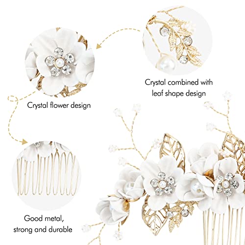 20 Pack White Flower Hair Combs & Pearl Hair Pins Bridal Accessories