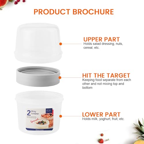 Double Layer Cereal and Milk Container - 36 oz Portable Storage