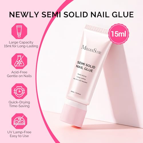 MelodySusie Strong Nail Glue - Quick Dry, Long Lasting 15ml