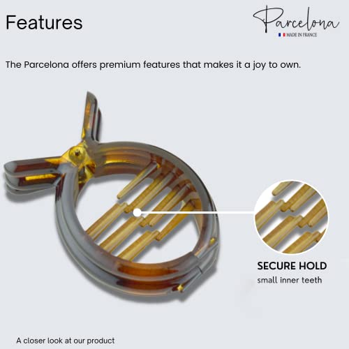 Parcelona French Round Tortoise Shell Hair Clips - 2 Count
