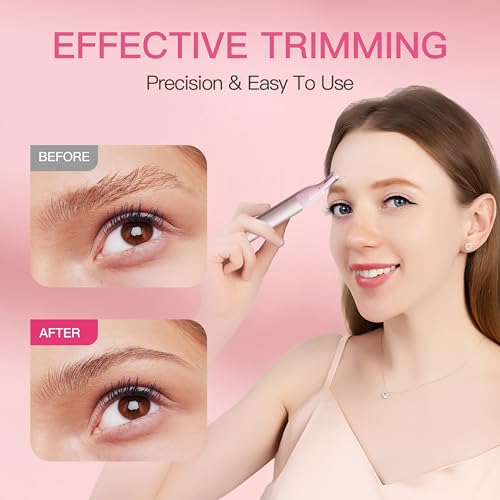 HEBECA Nose Hair Trimmer for Women 3in1 Facial Hair Removal Trimmers- Rechargeable, Waterproof, Portable with Travel Bag- Trims Nose, Ear, Eyebrow, Peach-Fuzz, Lips, Chin Face Hair Remover (Pink)
