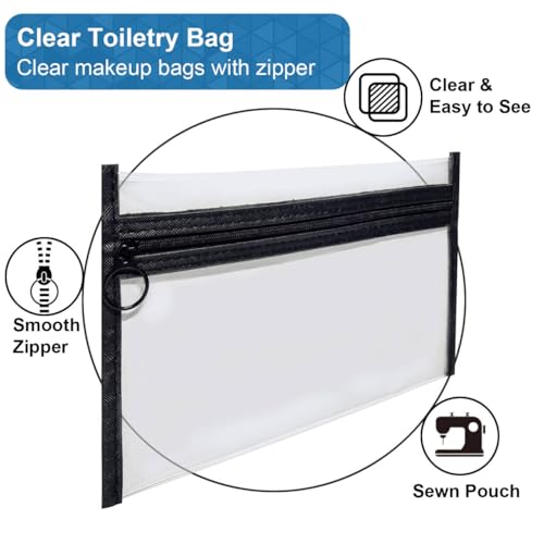 Clear Toiletry Bags Set - 3 Pack PVC Travel Makeup Organizers