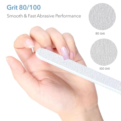 GAZEPLUS 10 PCS Professional Nail Files - 7" 80/100 Grit for Acrylic & Gel