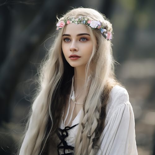 Vivivalue 52 Floral Headband Rose Crown Halo Headpiece