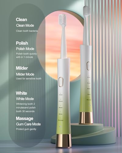 AJELU Sonic Electric Toothbrush for Adults with 8 Brush Heads
