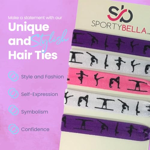 Gymnastics Hair Ties - No-Crease Elastics for Girls & Coaches - 5 Pack