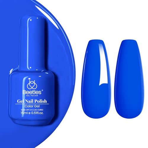 Beetles Blue Gel Nail Polish Electric Punk Creme Blue 15ML - Trendy Bright Blue