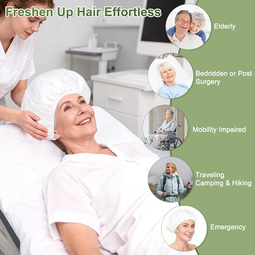 10 Pack Waterless Shampoo Caps for Easy Hair Wash | White