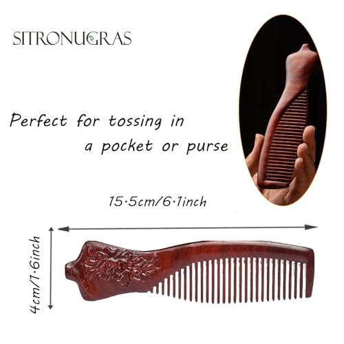 Fair Leaves Handmade Wooden Hair Comb - Anti-Static Detangler for All Ages