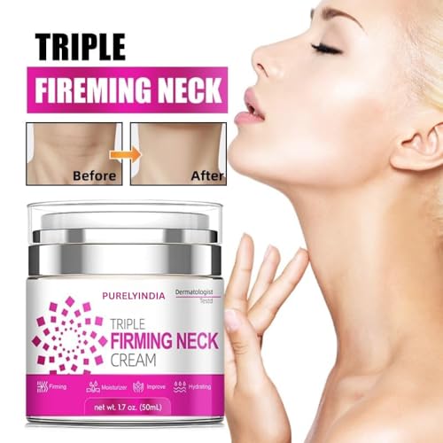 Neck Firming Cream with Retinol, Collagen & Peptides - Anti-Aging Moisturizer for Crepey Skin