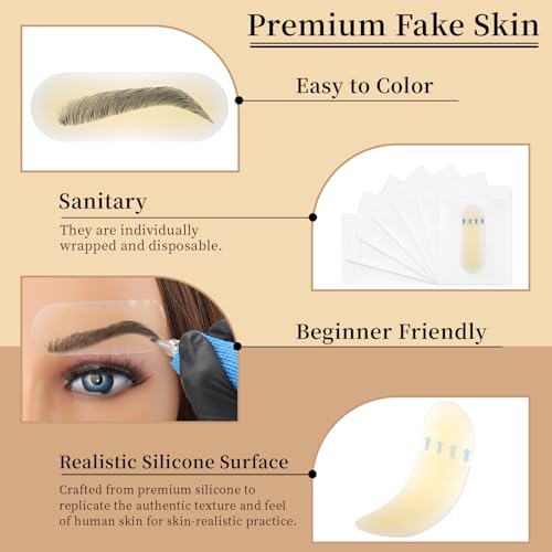 Dynvue 20pcs Tattoo Practice Eyebrow Stickers - Realistic Silicone Skin