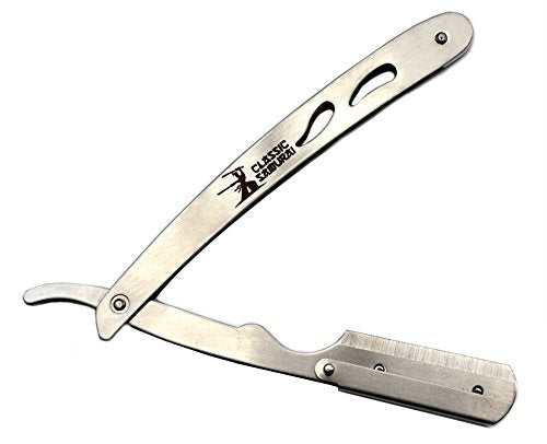 Classic Samurai CS-102 Stainless Steel Straight Edge Razor Kit with 100 Blades