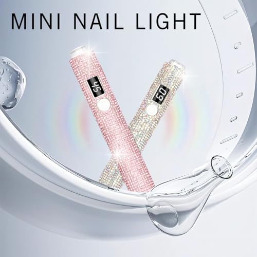 Peccera Pink Diamond Portable UV Nail Lamp - Rechargeable Cordless Mini Gel Polish Dryer for DIY Manicure